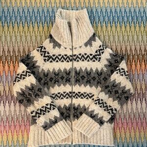 SAYLOR Fair Isle Zip-Up Wool Blend Sweater Jacket | Size Small